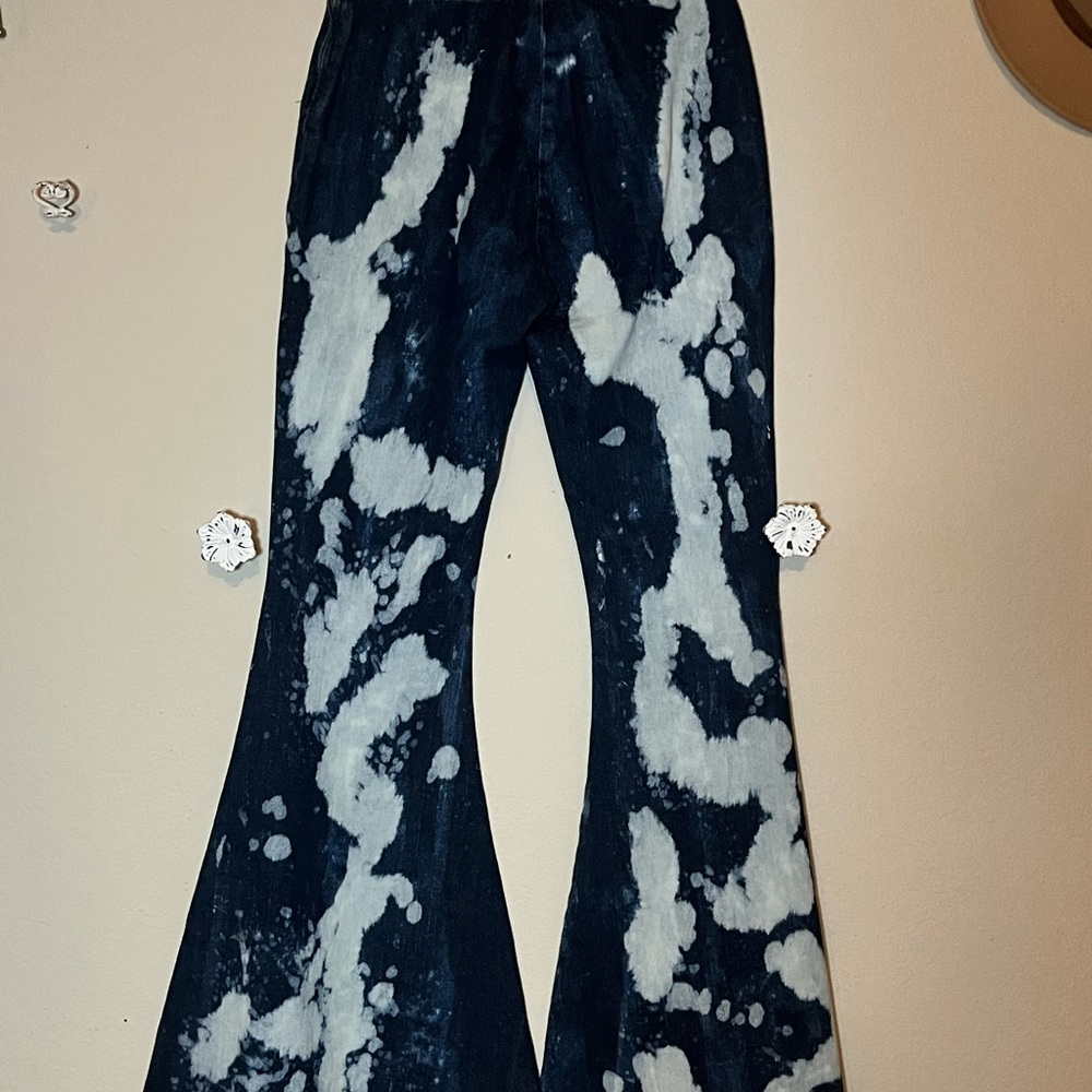 I.AM.GIA Dark Blue Tie-Dye Bell bottom Flare Jeans - Picture 6 of 11